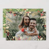 ホリーフォトフレームクリスマス シーズンカード (正面/裏面)