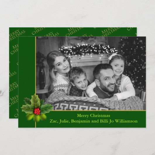 ホリーフレームフォト付き自動白黒フォト シーズンカード (正面/裏面)