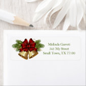 ホリーフローラ金ゴールドベルクリスマスカスタム住所 ラベル (インサイチュ)