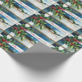 ホリーブランチ付きヴィンテージクリスマスランドスケープ ラッピングペーパー (角)