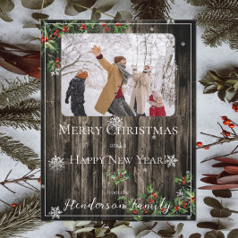 ホリーブランチ素朴ズフラットホリデーフォトカード シーズンカード