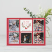 ホリーブランチ5枚のフォトカード 招待状 (スタンド正面)