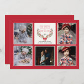 ホリーブランチ5枚のフォトカード 招待状 (正面/裏面)