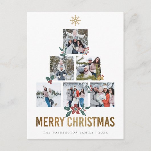ホリーブランチMerry Christmas 6フォトコラージュ ポストカード (正面)