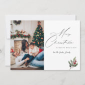 ホリーベリシンプルーエレガントMerry Christmas写真 招待状 (正面)
