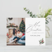 ホリーベリシンプルーエレガントMerry Christmas写真 招待状 (スタンド正面)