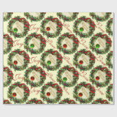 ホリーベリーとクリスマスクラウン、喜び平和の愛 ラッピングペーパー (フラット)