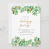 ホリーベリーとシダのクリスマスパーティー 招待状 (正面)