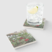 ホリーベリーとフェンス – Martha's Vineヤード ストーンコースター (横)