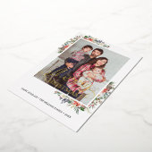 ホリーベリーとフローラフレームの写真年レビュー 箔シーズンカード (回転した状態)