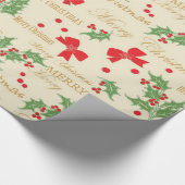 ホリーベリーとボウ ラッピングペーパー (角)