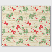 ホリーベリーとボウ ラッピングペーパー (フラット)