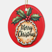 ホリーベリーとメリークリスマスクッキー セラミックオーナメント (左)