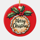 ホリーベリーとメリークリスマスクッキー セラミックオーナメント (裏面)