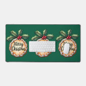 ホリーベリーとメリークリスマスクッキー デスクマット (キーボード&マウス)