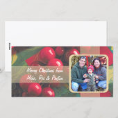 ホリーベリーとリボンファミリーフォトカード シーズンカード (正面/裏面)