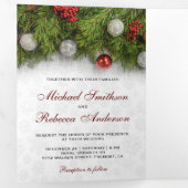 ホリーベリーと松の葉のクリスマスウェディング 三つ折り招待状 (内部最初)