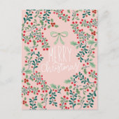 ホリーベリーと緑のクリスマス シーズンポストカード (正面)