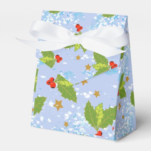 ホリーベリーと葉の表面パターンデザイン フェイバーボックス (正面サイド)