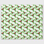 ホリーベリーと葉クリスマスギフトラッピング ラッピングペーパー (フラット)