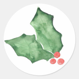 ホリーベリーと葉 ラウンドシール