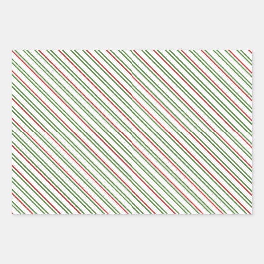 ホリーベリーと赤、緑のクリスマスストライプ。 ラッピングペーパーシート (正面3)