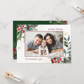 ホリーベリーのアウトラインが付いたクリスマスフォトホリデー カード (正面/裏面インサイチュ)