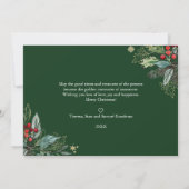 ホリーベリーのアウトラインが付いたクリスマスフォトホリデー カード (裏面)