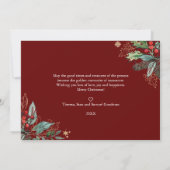 ホリーベリーのアウトラインが付いたクリスマスフォトホリデー カード (裏面)