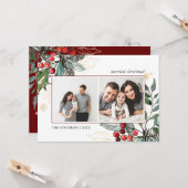 ホリーベリーのアウトライン付きクリスマス2の写真ホリデー カード (正面/裏面インサイチュ)