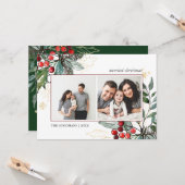 ホリーベリーのアウトライン付きクリスマス2の写真ホリデー カード (正面/裏面インサイチュ)