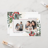 ホリーベリーのアウトライン付きクリスマス2の写真ホリデー カード (正面/裏面インサイチュ)