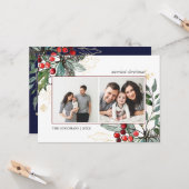 ホリーベリーのアウトライン付きクリスマス2の写真ホリデー カード (正面/裏面インサイチュ)