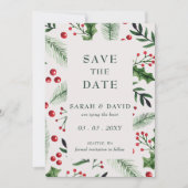 ホリーベリーのクリスマスウィンター写真 セーブザデート (正面)