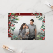 ホリーベリーのクリスマスフレームフルフォトホリデー カード (正面/裏面インサイチュ)