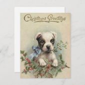 ホリーベリーのビンテージクリスマス、子犬 シーズンカード (正面/裏面)