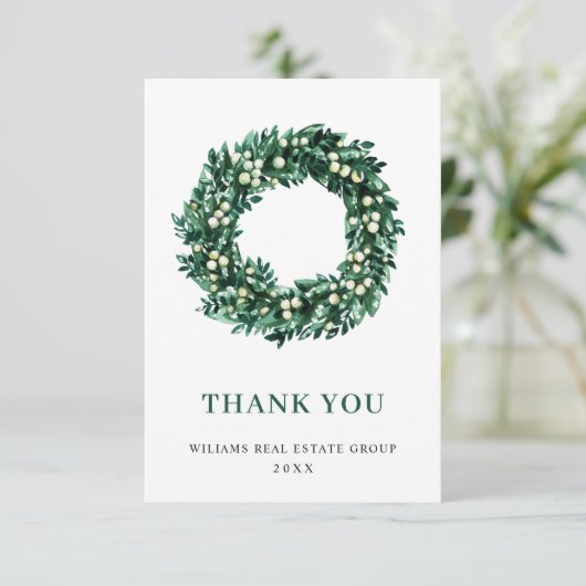 ホリーベリーのリースを使ったクリスマスの挨拶 サンキューカード (スタンド正面)