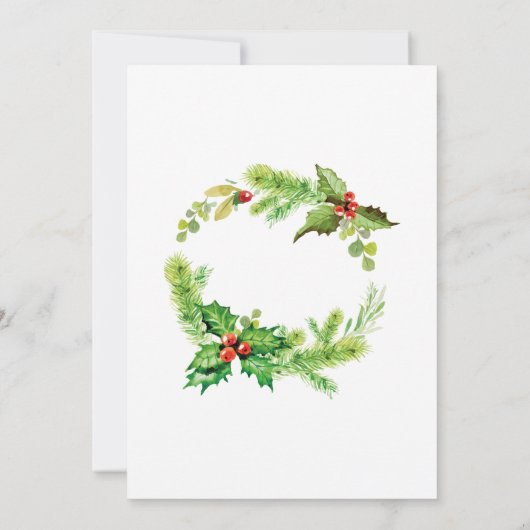 ホリーベリーのリース クリスマス ホリデー オープンハウス 招待状 (裏面)