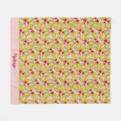 ホリーベリーの名前を追加フェスティバルウィムシークリスマス フリースブランケット (正面(横))