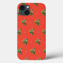 ホリーベリーの植物が付いたビンテージクリスマスパターン iPhone 13ケース