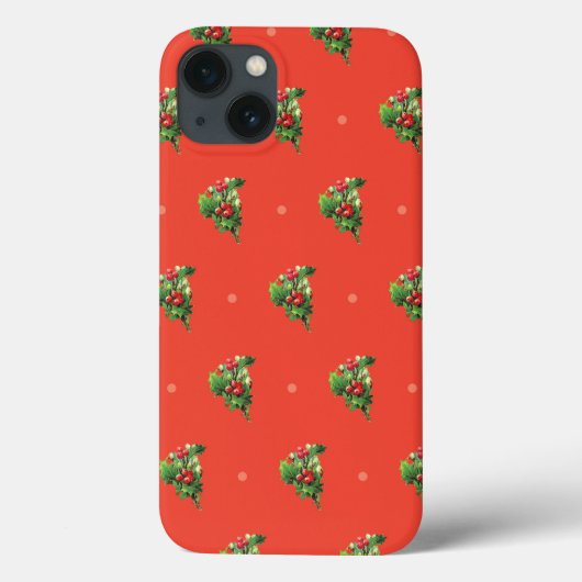 ホリーベリーの植物が付いたビンテージクリスマスパターン Case-Mate iPhoneケース (裏面)