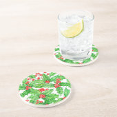 ホリーベリーの水の色クリスマスパターン コースター (側面)