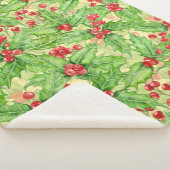 ホリーベリーの水の色クリスマスパターン シェルパブランケット (3/4)