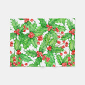 ホリーベリーの水の色クリスマスパターン フリースブランケット (正面(横))