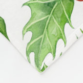 ホリーベリーの水の色クリスマスパターン フリースブランケット (角)