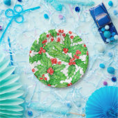 ホリーベリーの水の色クリスマスパターン ペーパープレート (パーティー)