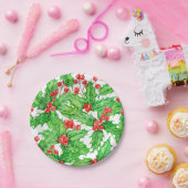 ホリーベリーの水の色クリスマスパターン ペーパープレート (パーティー)