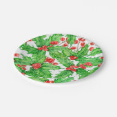 ホリーベリーの水の色クリスマスパターン ペーパープレート (アングル)