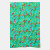 ホリーベリーの水色 キッチンタオル (縦)