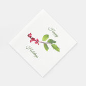 ホリーベリーは赤と緑で枝分かれしている スタンダードランチョンナプキン (角)